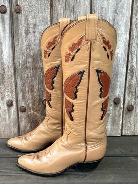 Vintage Iconic Tony Lama Butterfly Inlay Women’s Cowboy Boots El Paso, Texas